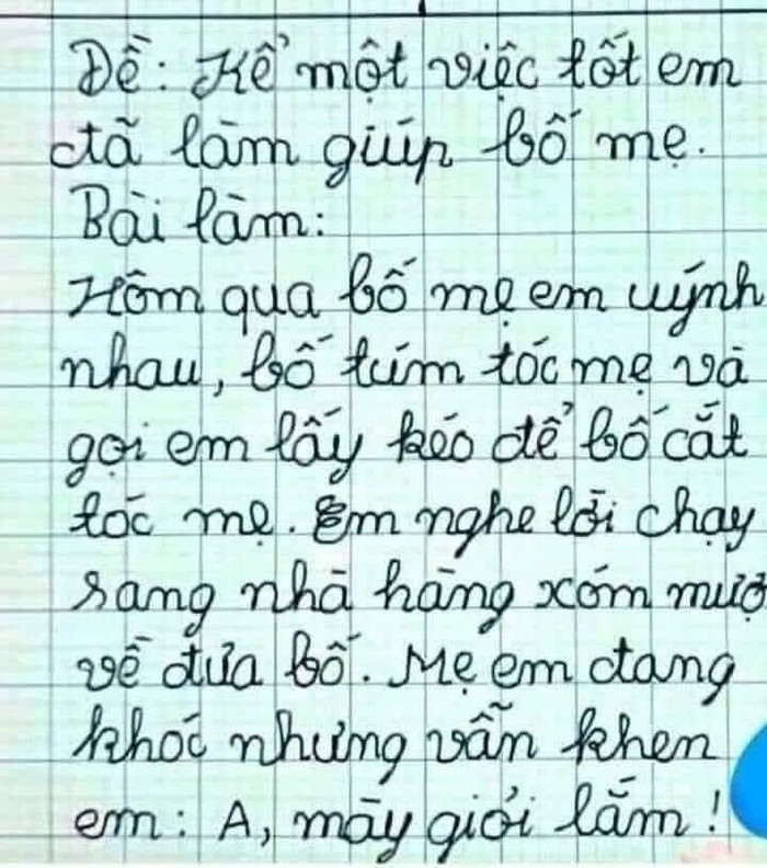 Bài văn kể về chuyện tốt của em học sinh gây chú ý trên mạng xã hội