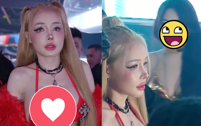 Ngân 98 bối rối, hoang mang vì bất ngờ bị đụng chạm. Sau đó nữ DJ cố gắng điều chỉnh tâm trạng để hoàn thành buổi biểu diễn. Ảnh: Chụp màn hình