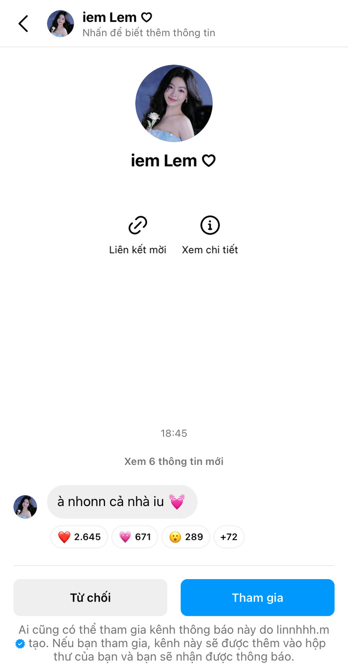 Lọ Lem nhà Quyền Linh nhanh chóng nhận được nhiều 'tim', cảm xúc từ những người mới vào kênh chat. Ảnh: Chụp màn hình