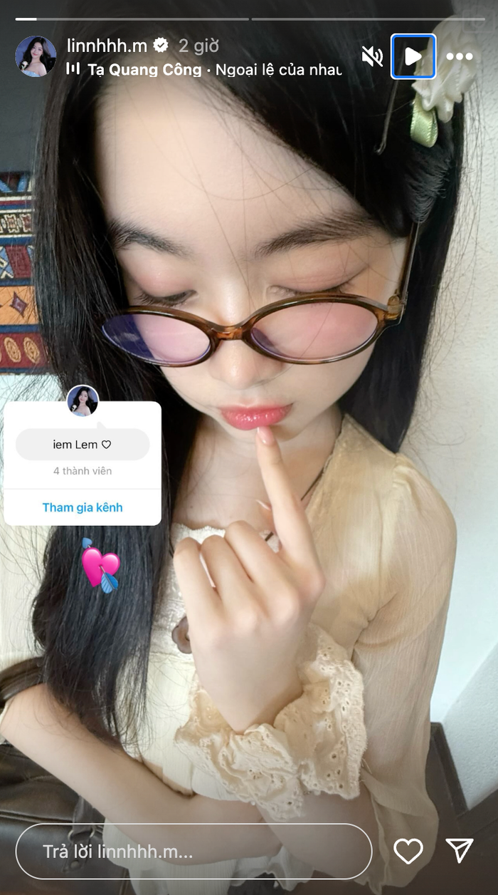 Con gái lớn nhà Quyền Linh còn vui vẻ đặt tên kênh chat là 'eim Lem'. Ảnh: Chụp màn hình