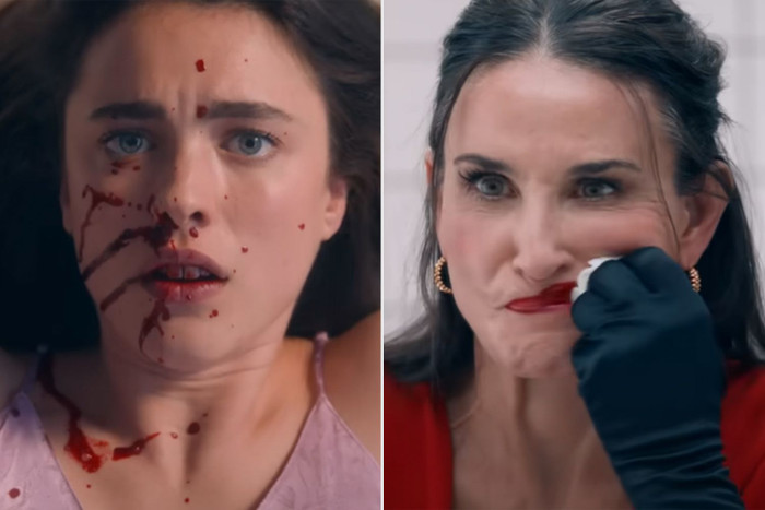 Demi Moore và Margaret Qualley đảm nhận hai bản thể của nữ chính Elisabeth trong The Substance. 