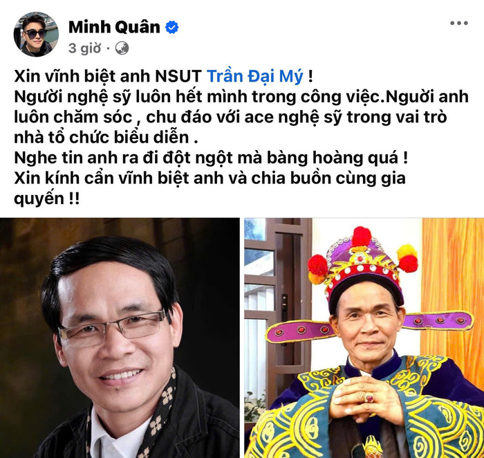 Đông đảo khán giả, bạn bè đã gửi lời chia buồn đến gia đình nam nghệ sĩ.