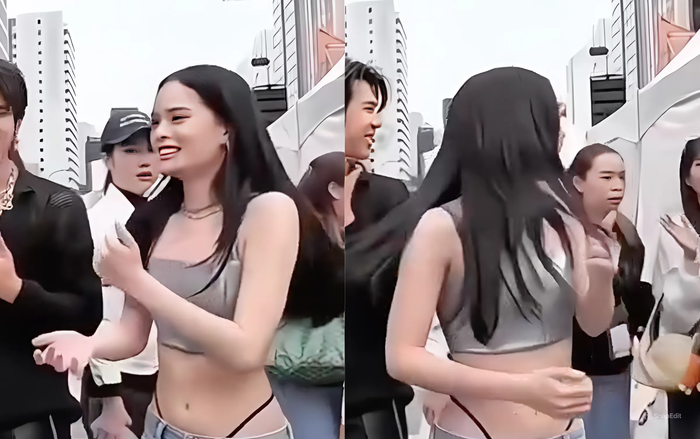 Nữ diễn viên 20 tuổi khiến nhiều người phải đỏ mặt vì cố tình khoe nội y ngay trên phố. 