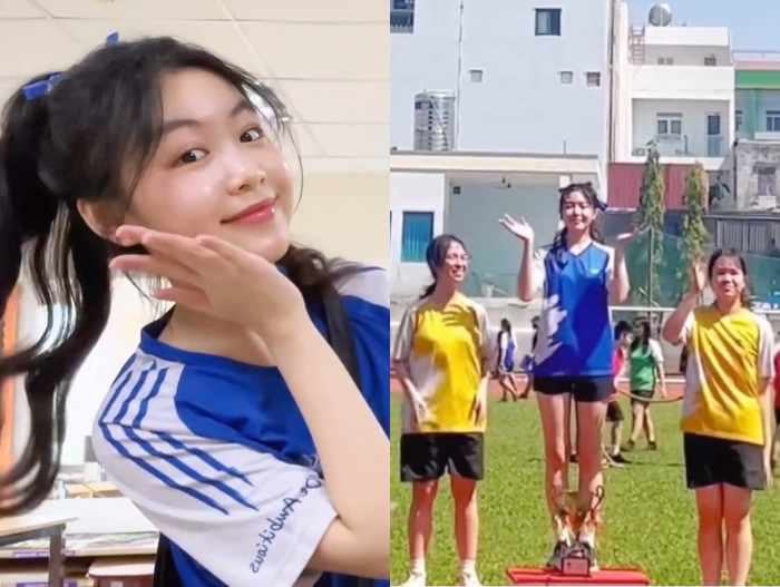 Con gái Quyền Linh giành giải nhất trong phần thi điền kinh.