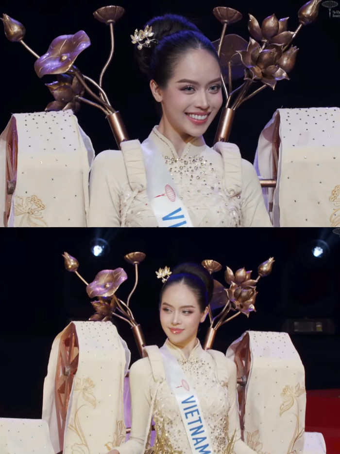 Hoa hậu Thanh Thủy trình diễn ấn tượng trong trang phục dân tộc Lụa Nàng Sen.