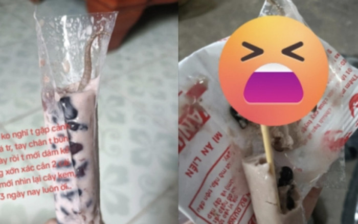 Vừa cắn hai miếng, cô gái bủn rủn khi thấy vật thể lạ xuất hiện trong cây kem Ảnh 2