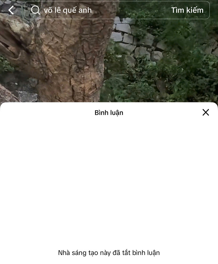 Quế Anh khoá tính năng bình luận trên tài khoản TikTok.