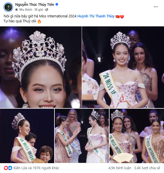 Bài đăng của hoa hậu Thanh Thủy đã làm 'dậy sóng' mạng xã hội với gần 200 nghìn lượt tương tác. 