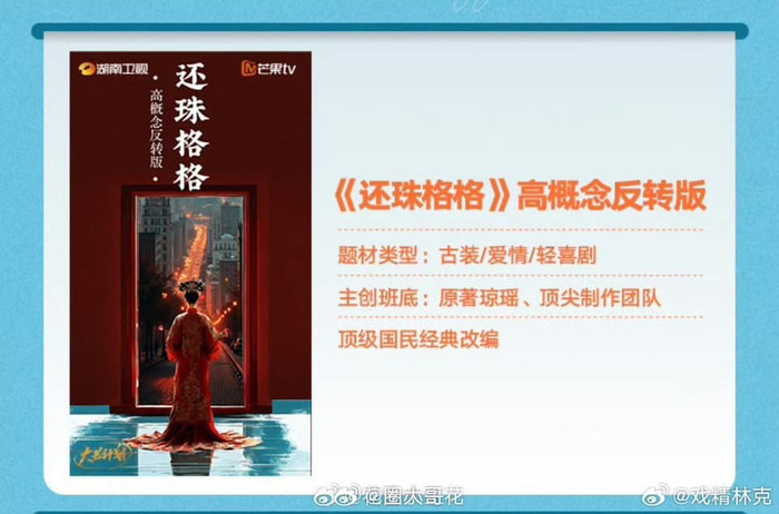 Phần giới thiệu phim Hoàn Châu Cách Cách bản làm lại mà Mango TV đăng tải. 