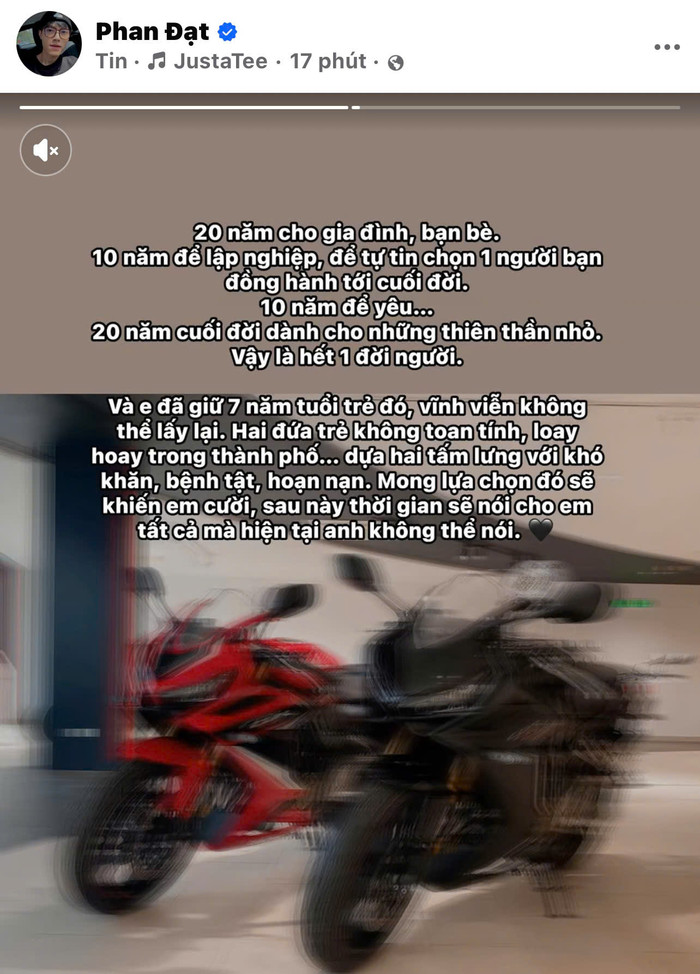 Phan Đạt đăng tải bài viết đầy tâm trạng.