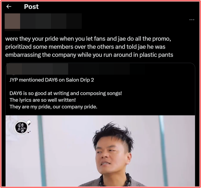 Chia sẻ của JY Park nhận về nhiều ý kiến trái chiều từ fan Kpop. 