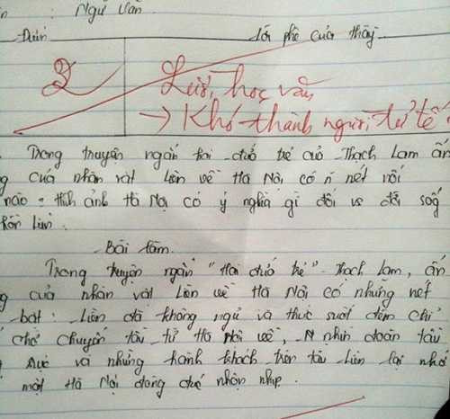 Bài văn với lời phê nặng nề của giáo viên gây bão mạng xã hội