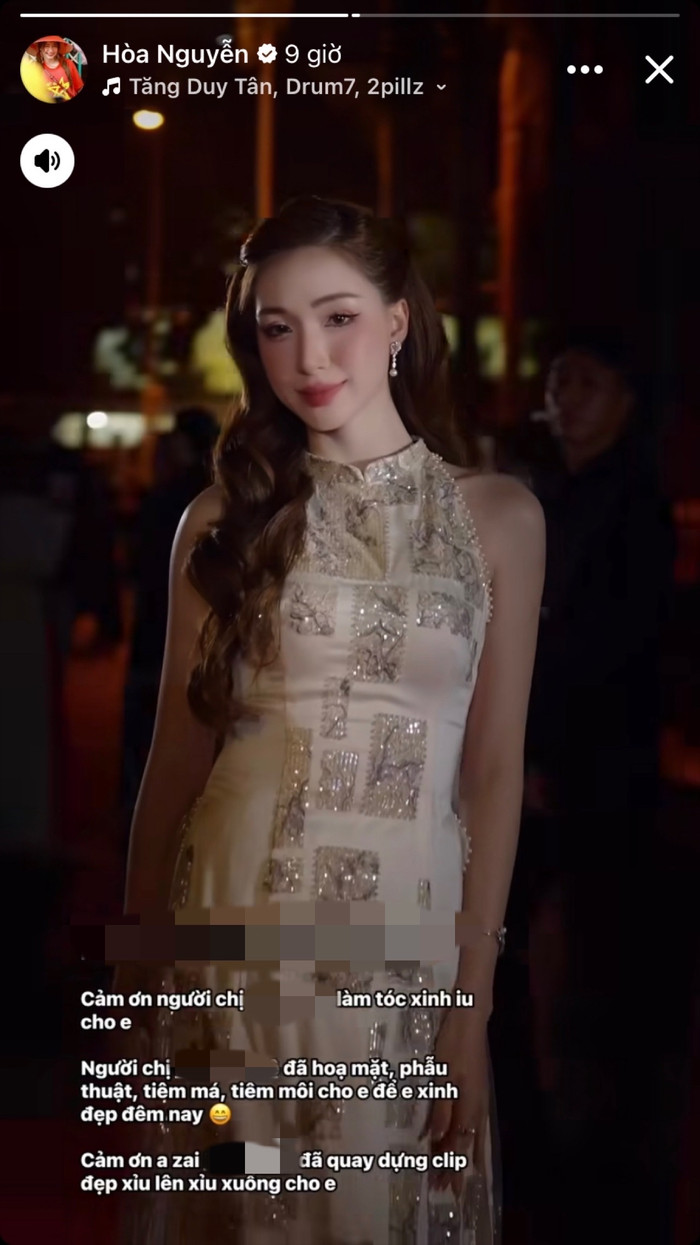 Hoà Minzy bày tỏ sự cảm kích vì được ê-kíp hết lòng sửa soạn, hỗ trợ để cô có hình ảnh đẹp nhất. Ảnh: FBNV