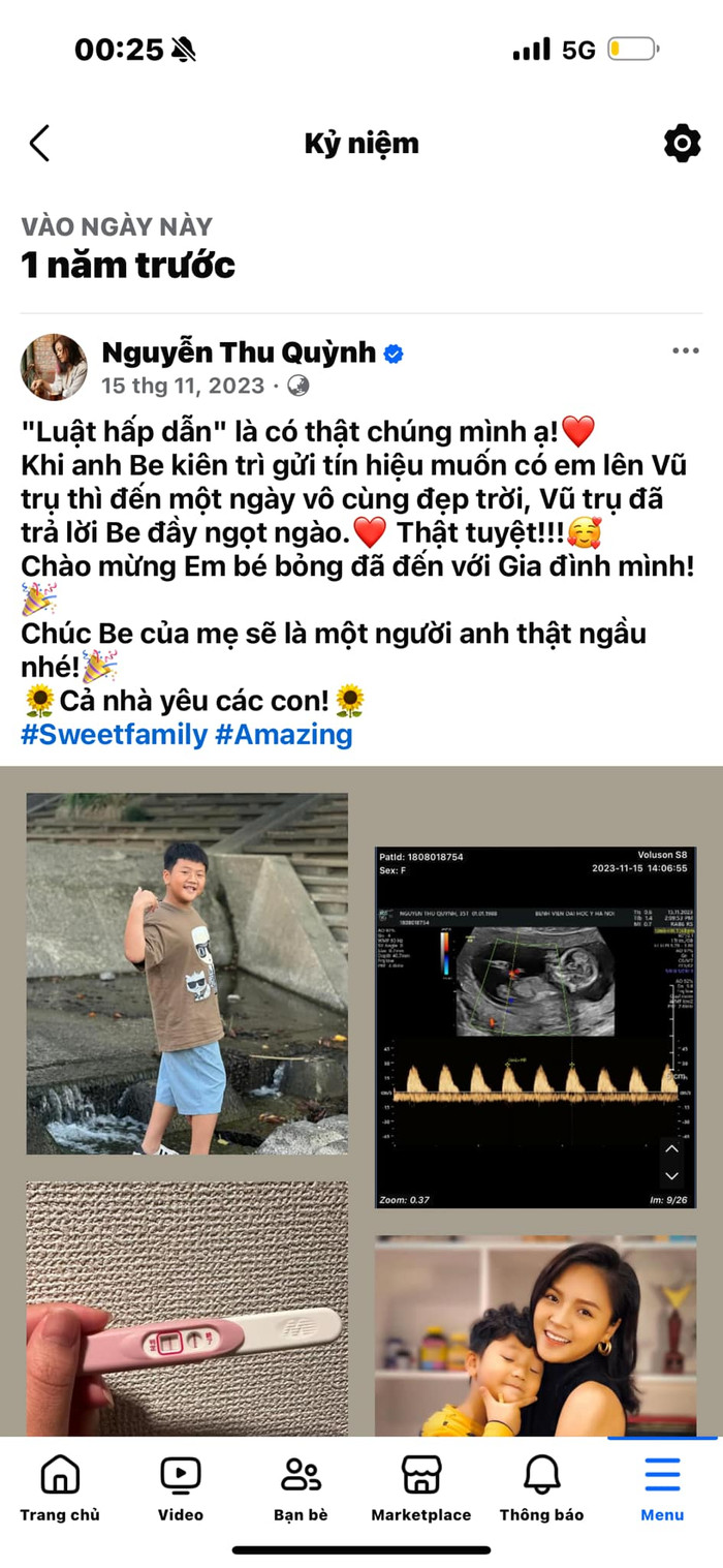 Ngày này 1 năm trước, Thu Quỳnh công khai chuyện mang bầu lần 2.