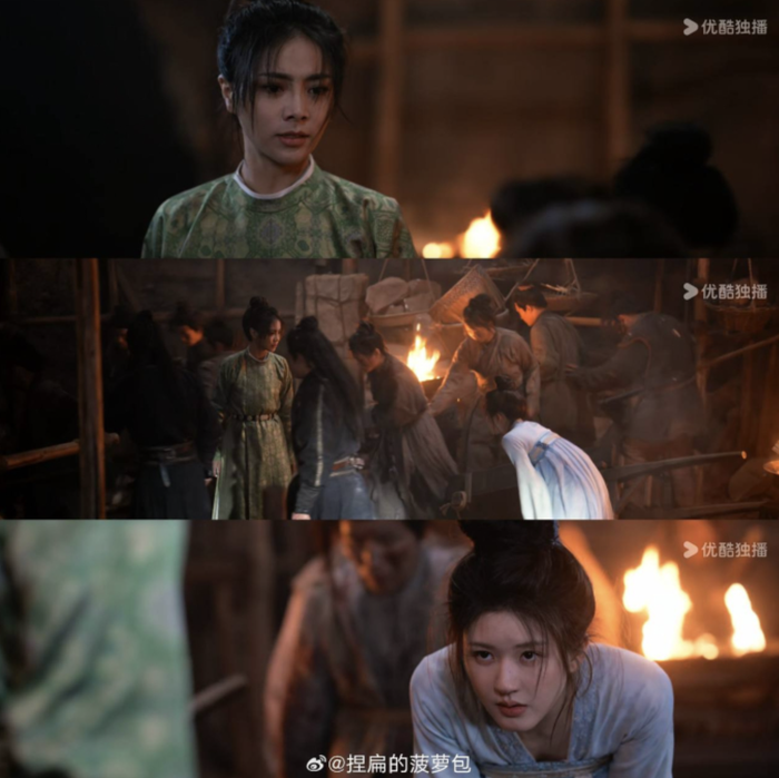 Trong cùng một cảnh quay nhưng khuôn mặt của Triệu Lộ Tư lại phát sáng đối lập với bạn diễn Tạ Khả Dần.