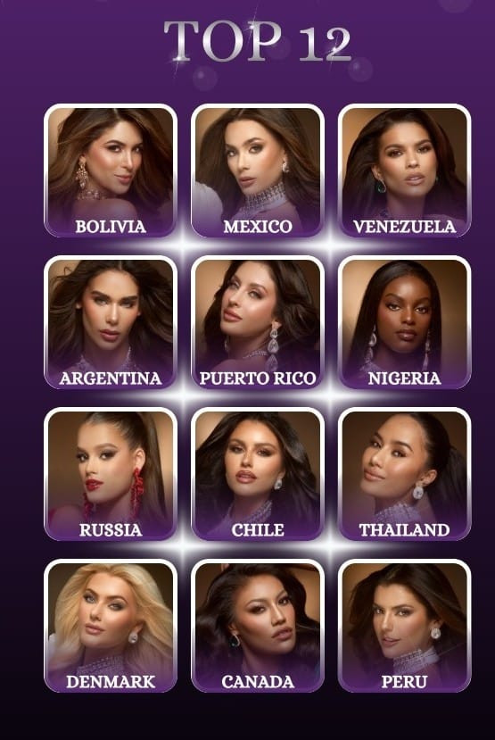 Danh sách Top 12 Miss Universe 2024.