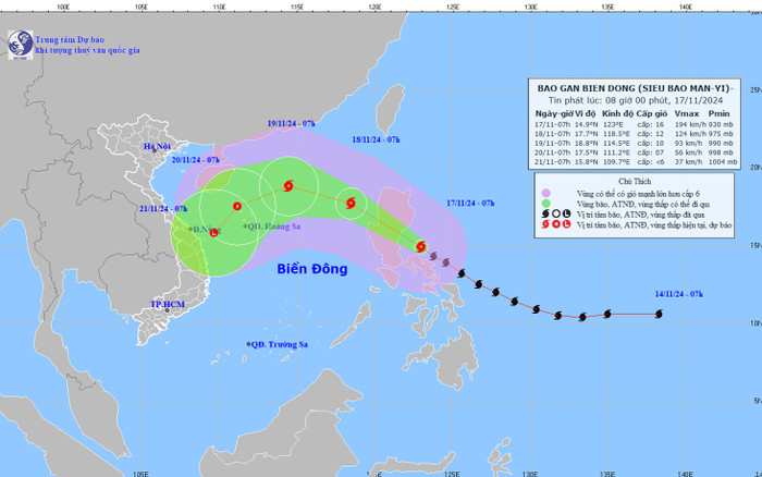Siêu bão Man-yi giật trên cấp 17, tiến nhanh vào Biển Đông Ảnh 2