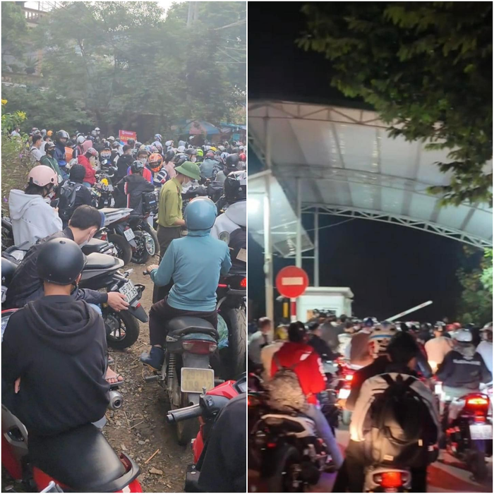 Nhiều du khách đổ về Vườn Quốc gia Ba Vì vào sáng sớm.