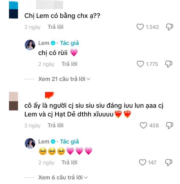 Con gái Quyền Linh chăm chỉ tương tác, trò chuyện với cư dân mạng. Ảnh: Chụp màn hình