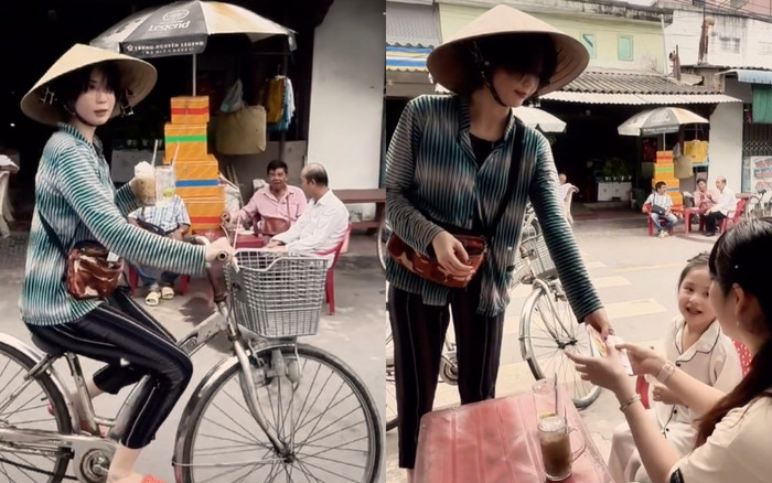 Xôn xao clip Ngọc Trinh bán vé số, bưng cà phê Ảnh 2