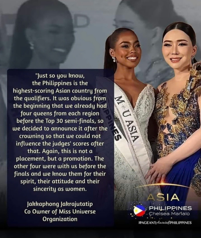 Truyền thông Philippines đưa tin xoay quanh tuyên bố của chủ tịch Miss Universe về điểm số Hoa hậu Chelsea Manalo. 