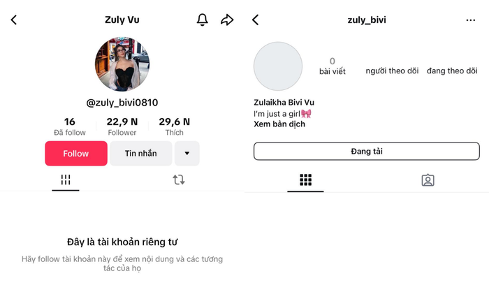 Bạn gái Hồng Thanh lựa chọn 'ở ẩn' khi bị cư dân mạng 'soi' chuyện chỉnh sửa ảnh. Ảnh: Chụp màn hình