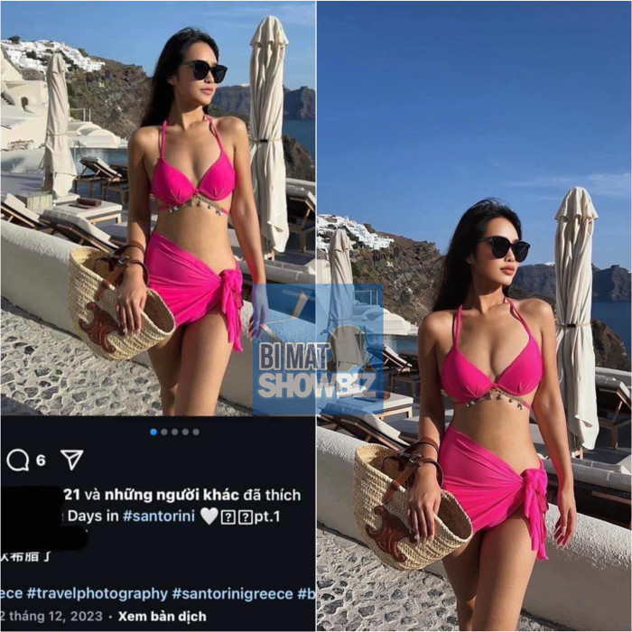 Không dừng lại ở đó, bạn gái Hồng Thanh được cho là lấy ảnh mặc bikini của một cô gái khác để chỉnh sửa thành ảnh đi du lịch của bản thân. Ảnh: Bí mật Showbiz