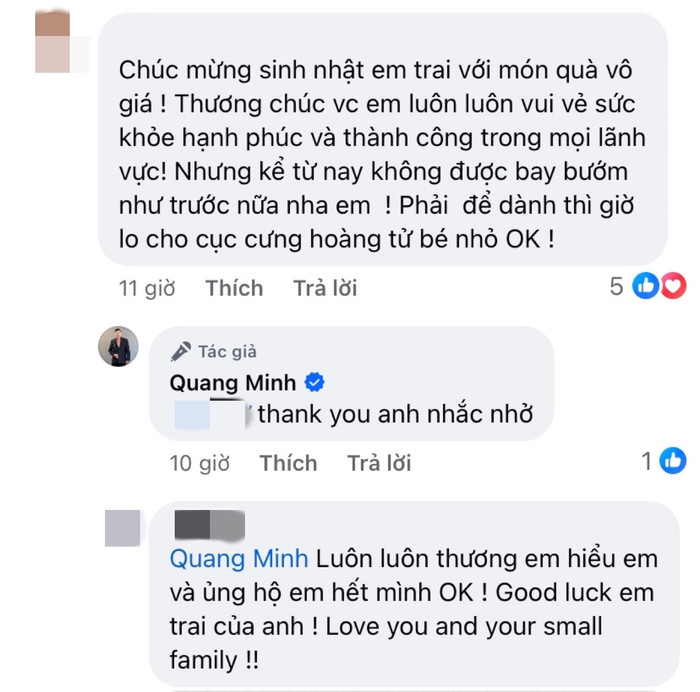 Quang Minh sẵn sàng thay đổi nếp sống trước đây vì con trai. Ảnh: Chụp màn hình
