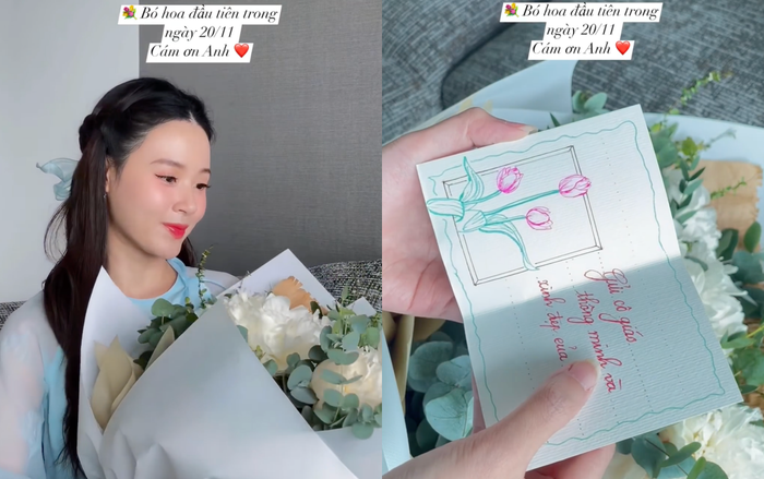 Midu được chồng tặng hoa cùng lời nhắn đầy yêu thương trong dịp lễ 20/11. (Ảnh: FBNV)