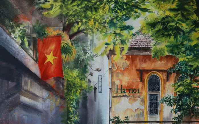 Chìm đắm trong không gian nghệ thuật đầy màu sắc tại triển lãm 'Tôi vẽ Hà Nội' Ảnh 2
