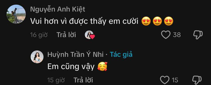 Hoa hậu Ý Nhi và bạn trai có những tương tác đáng yêu trên mạng xã hội. 