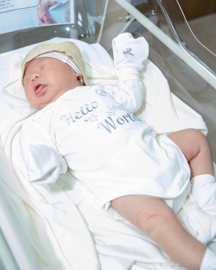 Nhóc tỳ nhà Hoa hậu Kiều Ngân và ca sĩ Tronie Ngô sở hữu vẻ ngoài bụ bẫm, đáng yêu. (Ảnh: FBNV)