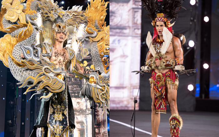 Đại diện Việt Nam khoe cơ bắp 'cuồn cuộn' khi diễn trang phục dân tộc tại Mr World 2024 Ảnh 2