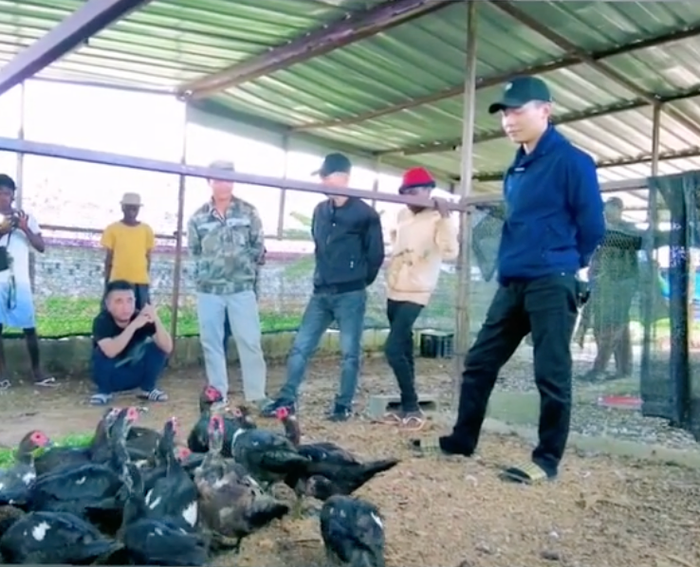 Quang Linh cùng anh em trong team đến thăm trang trại chăn nuôi.