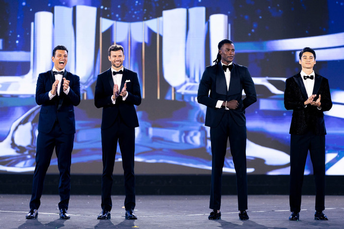 Các đại diện gồm Puerto Rico, Tây Ban Nha, Angola, Việt Nam lọt Top 4 Mr World 2024. 