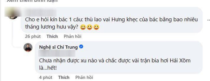 Nghệ sĩ Chí Trung tiết lộ về mức thù lao khi đóng phim 'Độc đạo'.