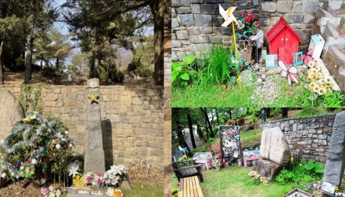 Phần mộ của nam ca sĩ Kim Sung Jae luôn được dọn dẹp sạch sẽ và tràn ngập hoa tươi. (Ảnh: Sưu tầm)