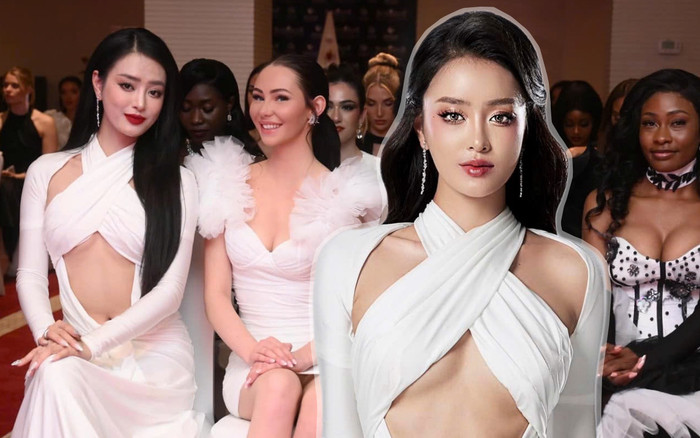 Bùi Khánh Linh diện váy khoe đường chân ngực trong ngày nhận sash Miss Intercontinental 2024 Ảnh 2