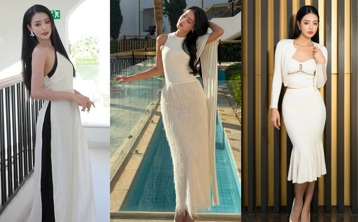 Á hậu Bùi Khánh Linh thời gian đầu theo đuổi phong cách thanh lịch, kín đáo.