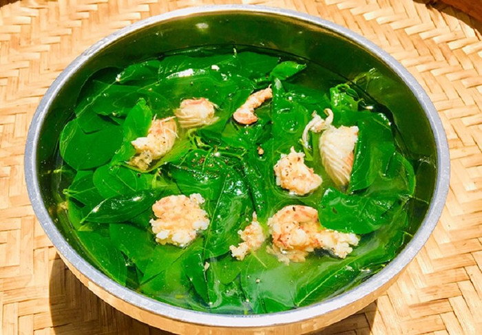 Đặc sản rau sen nấu canh tôm.