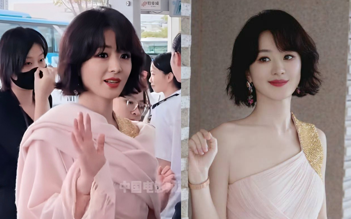 Ảnh cắt từ clip và ảnh đã qua chỉnh sửa (phải) của Triệu Lệ Dĩnh không có nhiều khác biệt.