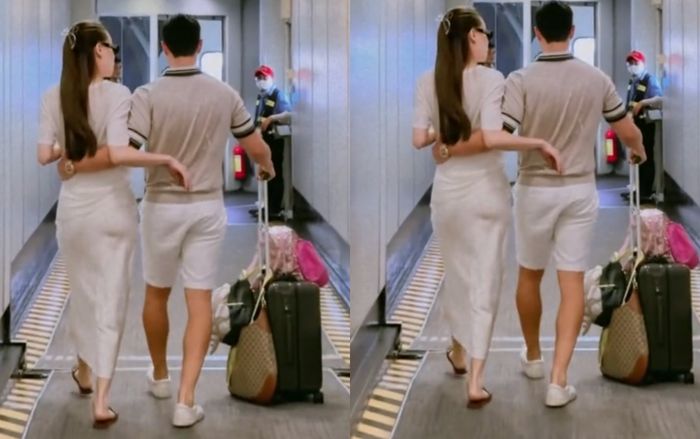 Khoảnh khắc tình cảm của Hồ Ngọc Hà và Kim Lý. (Ảnh: Chụp màn hình TikTok ttkn10)