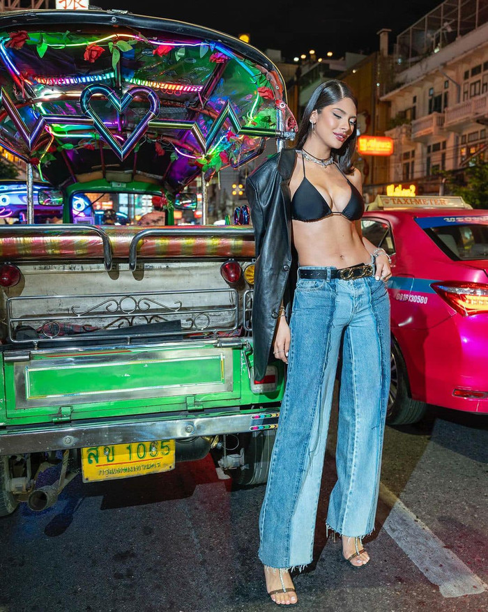 Tuy nhiên, nhiều ý kiến cho rằng việc tham lam chi tiết vòng cổ cũng như gợi cảm quá đà không đúng hoàn cảnh khiến hình ảnh của cô không mấy đẹp mắt. Khi tạo dáng bên xe túc túc, ở những góc ảnh nghiêng, 'gò bồng đảo' của cô như muốn trào ra ngoài. 