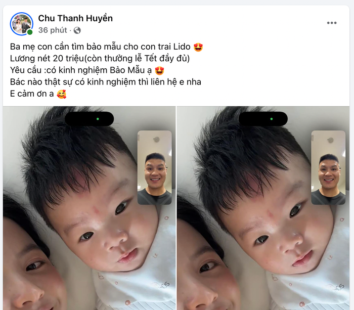 Vợ Quang Hải công khai số tiền tuyển bảo mẫu cho con trai 4 tháng tuổi.&nbsp;