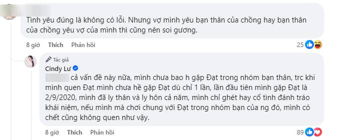 Cindy Lư phủ nhận chuyện 'yêu bạn thân của chồng'. (Ảnh chụp màn hình)