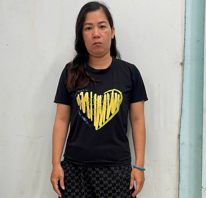 Võ Thị Nở tại cơ quan công an. Ảnh: CAND.