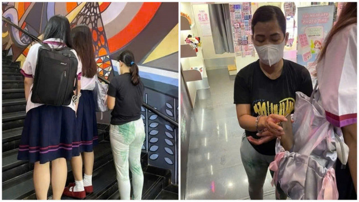 Đối tượng Võ Thị Nở thực hiện hành vi lấy trộm điện thoại tại rạp phim.