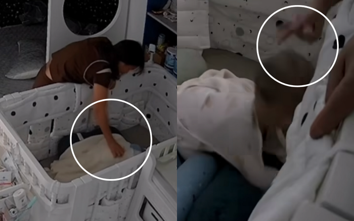 MC Ngô Mai Phương đau lòng công bố hai đoạn video ghi lại khoảnh khắc bảo mẫu có hành động mạnh bạo với con trai nhỏ. Ảnh: Chụp màn hình