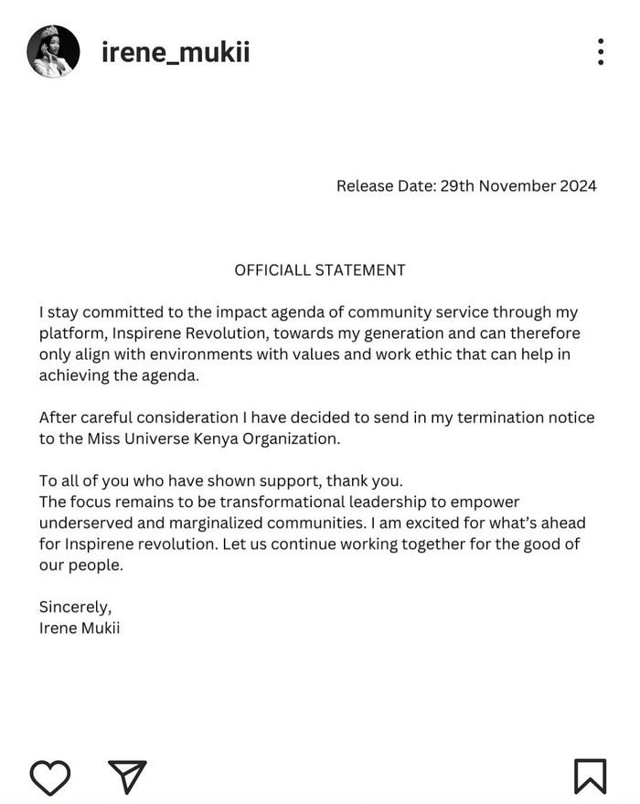 Hiện, bài viết của Hoa hậu Hoàn vũ Kenya 2024 đã được tắt tính năng bình luận. &nbsp;