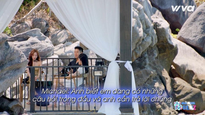 'Bùng binh tình cảm' giữa Michael và 2 cô gái đã có buổi trò chuyện 'ba mặt một lời' ở tập cuối Đảo Thiên Đường.